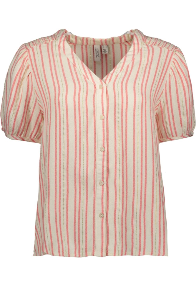 VMBAYA S/S V-NECK SHIRT WVN BTQ GA 10327075 BIRCH/DUBARRY
